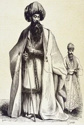 Pérsia (c19th). Mollach e emcee. Gravura. Coleção particular