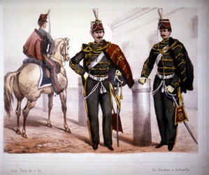 Piacenza Hussars (Itália), traje em 1866.
