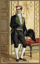Pierre Simon de Laplace (1749 - 1827), matemático e astrônomo francês. Cromolitografia do século XIX.