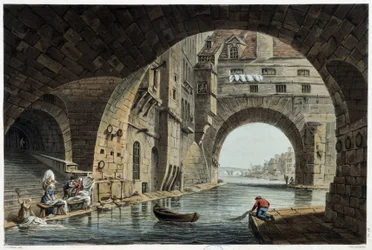 Pont de la Tournelle em Paris visto por J.C.Nattes, Publicado por W.Miller em Londres-1806