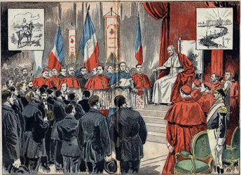 O Papa Leão XIII (1810-1903) consagrou o protetorado da França na Terra Santa quando a Alemanha quis substituí-lo. Audiência de 8 de outubro