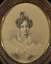 Retrato da bailarina Marie Taglioni (1804-1884) (Retrato da Bailarina M. Taglioni). Trabalho anônimo, lápis e pastel sobre papelão