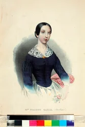 ""Retrato da cantora e compositora Pauline Viardot (1821-1910)"" (Retrato da cantora e compositora Pauline Viardot (1821-1910)) Aquarela anônima por volta de 1840 Dim 44.5x31.5 cm I Turgenev Memorial Museum, Moscou