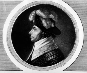 Retrato de Abbe Emmanuel Joseph Sieyes (1748-1836), político francês. Gravura em "Coleção completa de pinturas históricas da revolução francesa, em três volumes". 1804.