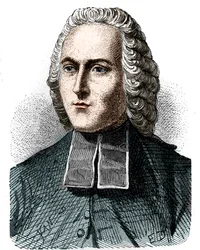 Retrato de Abbe Jean Antoine (Jean-Antoine) Nollet (1700 - 1770), físico francês - no "Album de la Science; cientistas ilustres; Grandes Descobertas" 1896.