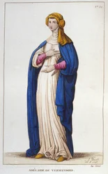Retrato de Adelaide de Vermandois (1065-1024). Dinastia dos Capetianos. Gravura a partir de 1830.