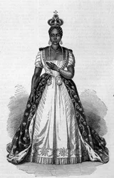 Retrato de Adelina Leveque Soulouque esposa de Faustin I, Imperador do Haiti de 1847 a 1859 Gravura de 1856