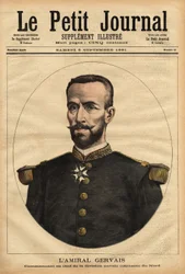 Retrato do Almirante Gervais (1837-1921), Comandante-em-Chefe da Divisão Naval do Norte. Gravura no "Le petit journal" 5/09/1891. Coleção da Selva.