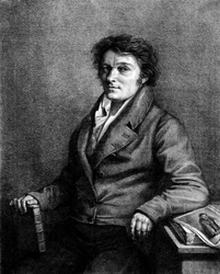 Retrato de Alois (ou Aloys) Senefelder (1771-1834), autor de teatro checo, inventor da litografia.