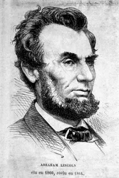 Retrato do Presidente americano Abraham Lincoln (1809 - 1865).