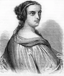 Retrato de Ana de Beaujeu, Ana de França (1462-1522), Duquesa de Bourbon, filha de Luís XI. Gravura do século XIX). Gravura do séc. XIX.