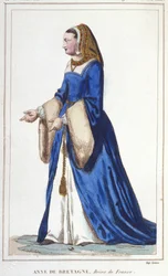 Retrato de Ana da Bretanha (1476-1514), Rainha de França, esposa de Carlos VIII e depois Luís XII. Gravado a partir de 1830