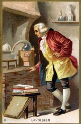 Retrato de Antoine Laurent de Lavoisier (1743 - 1794), químico francês. Cromolitografia do século XIX.