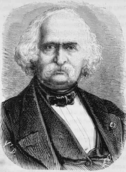 Retrato de Auguste Perdonnet, engenheiro civil. Gravura do final do século XIX em "Histoire de France" de H. Martin.