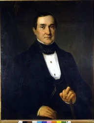 Retrato de Bartolomeo Merelli (1793-1879), primeiro diretor do Scala. Pintura anônima do século XIX.