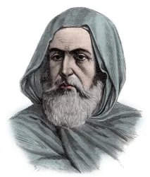 Retrato de Ben Mahi Ed Din Abd El Kader (Abd El-Kader) (1808 - 1883), ABDELKADER, emir de Mascara, líder militar e religioso - gravura 1883
