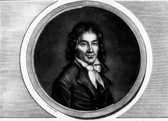 Retrato de Camille Desmoulins (1760-1794), deputado de Paris. Gravura em "Colecção completa de pinturas históricas da revolução francesa, em três volumes". 1804.