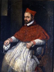 Retrato do Cardeal Roberto Bellarmino (Robert Bellarmin em 1542 - 1621). Pintura anônima. Museu de Roma.