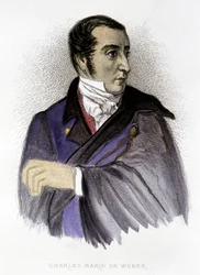 Retrato de Carl Maria von Weber, compositor alemão (1786-1826) - gravura