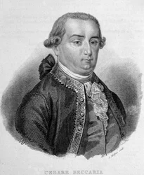 Retrato de Cesare Bonesana, Marquês de Beccaria (1738 - 1794), jurista italiano.