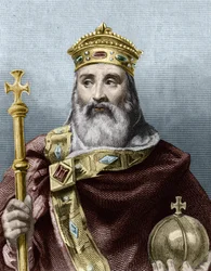 Retrato de Carlos Magno (742-814), rei de França - em Histoire des Français de Lavallée, gravura, s.d.