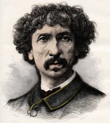 Retrato de Charles Garnier (1825-1898), arquiteto francês - gravura no jornal semanal ilustrado "La musique populaire" - 1882