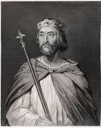 Retrato de Carlos III dit le Simple (879 - 929), Rei de França (898 - 929) - em "Histoire des Français" de Lavallée, gravura, sd.