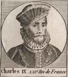Retrato de Carlos IX (1550-1574), Rei de França - Carlos IX rei de França de 1560 a 1574 - gravura de "Instruction sur l