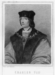 Retrato de Carlos VIII (1470 - 1498), Rei de França - em "Histoire des Français" de Lavallée, gravura, sd.