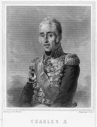 Retrato de Carlos X (1757 - 1836), Rei de França - em "Histoire des Français" de Lavallée, gravura, sd.