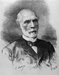 Retrato de Charles de Freycinet (1828 - 1923), Presidente do Conselho de Ministros. Gravura do século XIX.