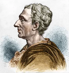 Retrato de Charles de Secondat (1689 - 1755), Barão De La Brède e Montesquieu. Gravura do século XIX.