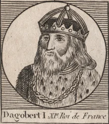 Retrato de Dagobert, Rei dos Francos de 628 a 638 - Dagobert (605-39) Rei dos Francos - gravura de "Instruction sur l