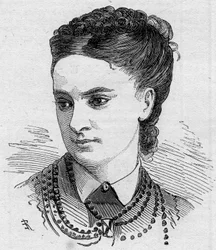Retrato de Dinah Felix (Dinah-Felix), comediante francês, membro da Comedie Francaise de 1862 a 1882. Gravura em "Le Monde Illustré" n°1168 de 16 de agosto