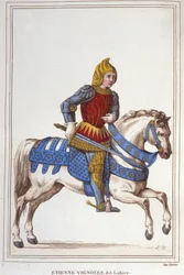 Retrato de Etienne de Vignoles ou Vignolles dit La Hire (Lahire). Guerreiro francês 1390-1443.gravura de 1830