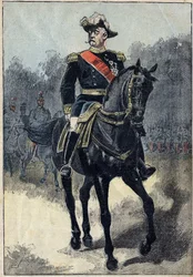 Retrato de Felix Gustave (Felix-Gustave) Saussier (1828-1905), general francês. Ilustração em "Le Pelerin" de 16 de janeiro