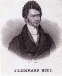 Retrato de Ferdinand Ries (1784 - 1838) Compositor e pianista alemão. Gravura do século XIX.