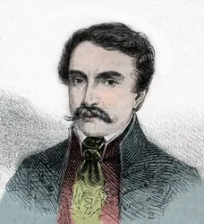 Retrato de Ferenc Deak (1803-1876), político húngaro - Gravura de "The Illustrous World" (O Mundo Ilustrado)