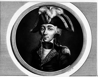 Retrato de François Hanriot (1761-1794), revolucionário francês - Gravura em "Complete collection des tableaux historiques de la revolution francaise, en trois volumes" 1804