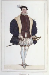 Retrato de François II (1544 - 1560), gravura do Rei de França a partir de 1830