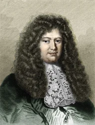 Retrato de François Michel Le Tellier, Marquês de Louvois (1639 - 1691), político francês - na Histoire des Français de Lavallée, gravura, sd.