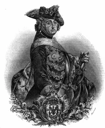 Retrato de Frederic II (1712-1786), Rei da Prússia, conhecido como Frederic, o Grande.