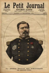 Retrato do General Leopold Davout, Duque de Auerstaedt (1829-1904), Chefe de Gabinete do Armee francês, que participou do desastre da Guerra Franco-Prussiana (1870) de Napoleão III (1808-1873). Gravura no "Le petit journal" 17/09/1891. Selva
