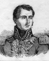 Retrato do General Pierre Francois Joseph du CREUX Farinha 1770-1835. Gravura do século XIX.