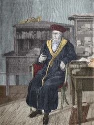 Retrato de Georg Wilhelm Friedrich Hegel em seu escritório (1770 - 1831) Filósofo alemão