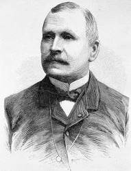 Retrato de Georges Boulanger (1837 - 1891). Gravura do final do século XIX em "Histoire de France" de H. Martin.