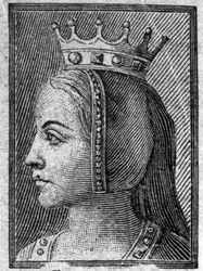 Retrato de Gerberge da Saxônia (ca. 913-968 ou 969), Rainha da França, esposa de Luís IV do Ultramar.