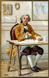Retrato do soufflot de Germain (1713 - 1780), arquiteto francês. Cromolitografia do final do século XIX.