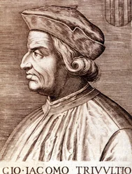 Retrato de Giangiacomo Trivulzio (Marechal Trivulce) Marquês de Vigevano em Trivulce francês. Marechal da França (1448 a 1518). Gravura do século XVII