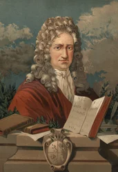 Retrato de Gottfried Wilhelm Leibniz (1646 - 1716) de "La Ciencia y sus Hombres" de Louis Figuier. Barcelona 1881